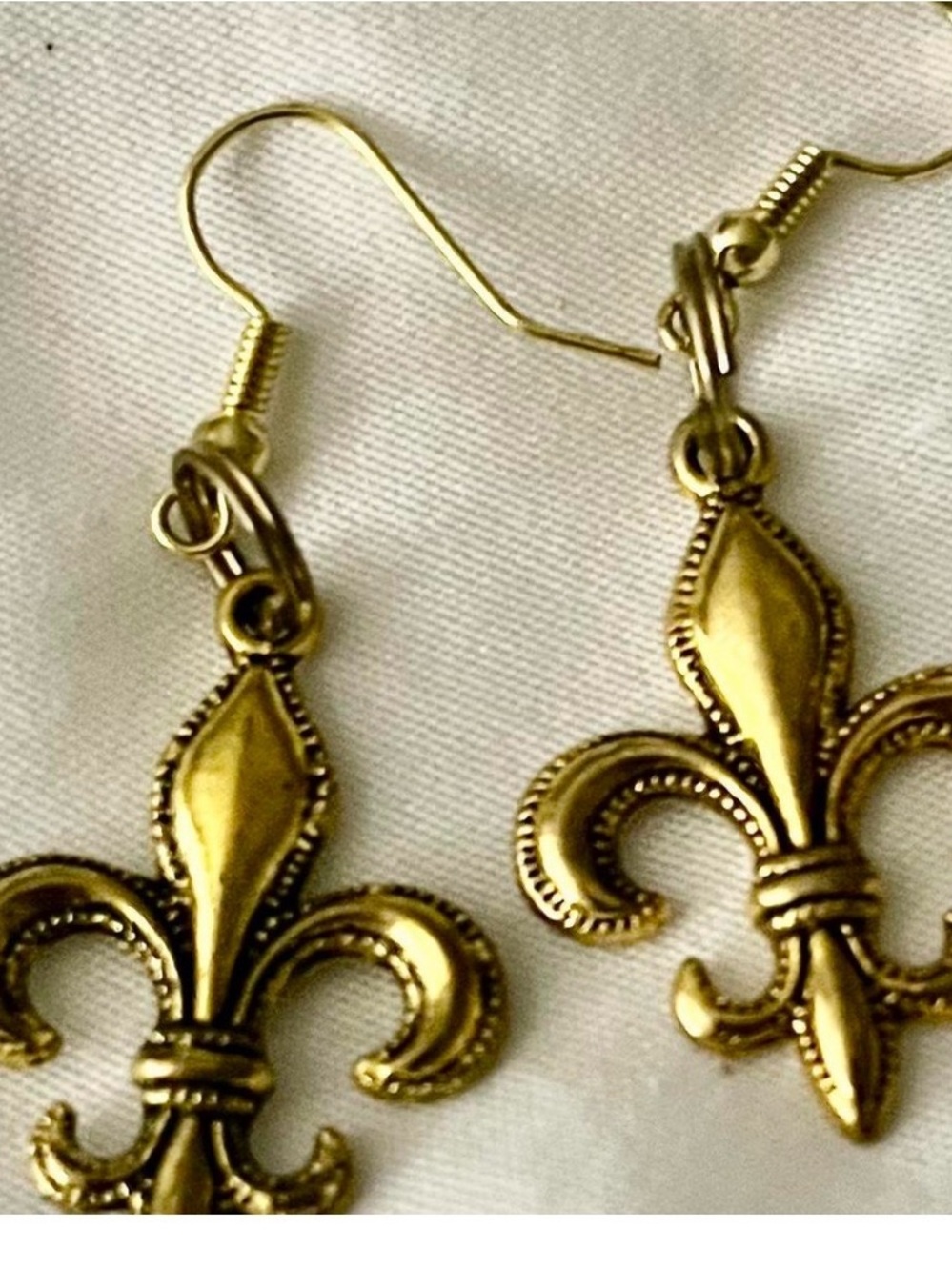Gold Fleur-de-Lis Drop Earrings - Women Jewelry